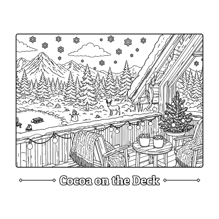Cozy Cabins sample page 6, view from the porch